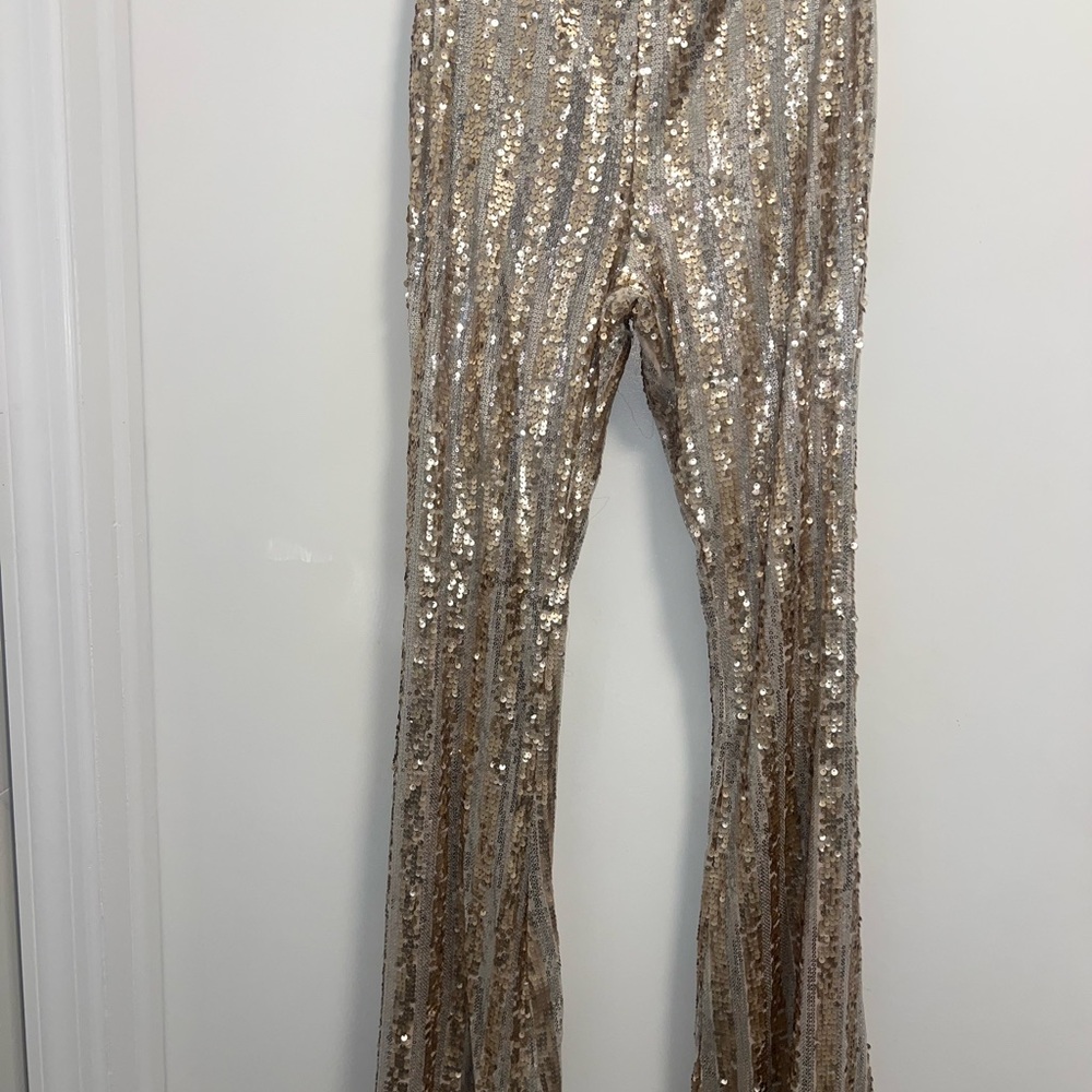 Forever 21 Gold Sequin Flare Pants